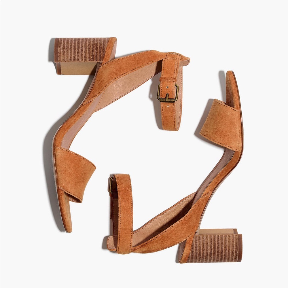 MADEWELL Claudia Suede Sandals 8 Camel Block Heel